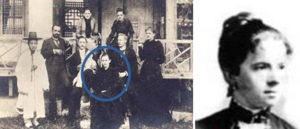 1880년대에 조선에 들어와 여성들에게 성경을 가르친 해리엇 깁슨(파란색 원) 선교사와 엘러즈 선교사