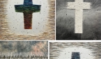 십자가를 주제로 입체감 있게 표현한 한지공예 작품