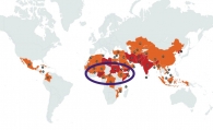 사하라 이남 아프리카 국가들을 표시한 기독교 박해지도