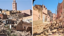 최근 지진으로 무너진 모로코 마라케시 아가딜 지역(왼쪽)과 마라케시에서 약 40km 떨어진 아미미즈 지역(오른쪽)