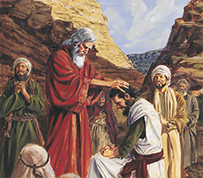 여호수아에게 안수하는 모세