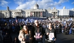 2023년 10월 22일 영국 런던의 트리팔가 광장에서 하마스에 인질로 잡힌 이스라엘인들의 석방을 촉구하는 시위가 진행됐다.