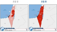 우리 정부는 2023년 10월 이스라엘의 2.5단계(특별여행주의보, 빗금 쳐진 영역) 지역을 출국을 권하는 3단계(적색경보)로 격상시켰다. 가자지구는 4단계(흑생경보) 지역이다.