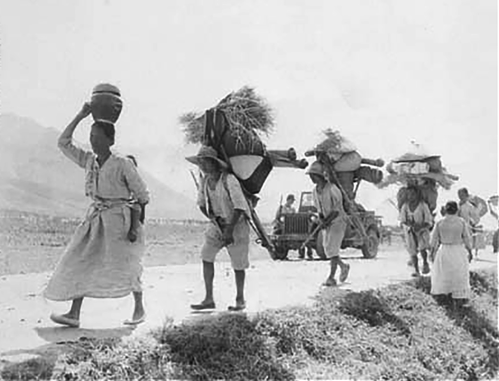 1950년 8월 24일 낙동강 유역의 피난민 행렬