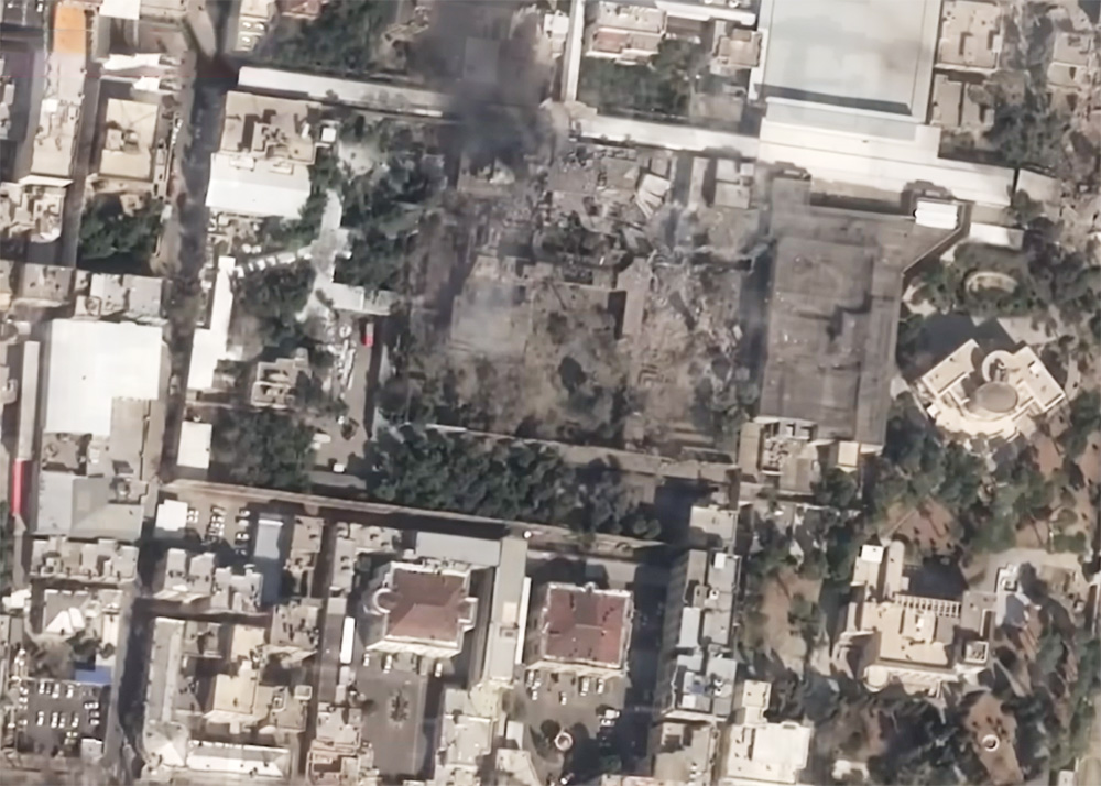 하메네이가 주로 머물렀던 테헤란 북부 보안 구역이 폭격받은 모습