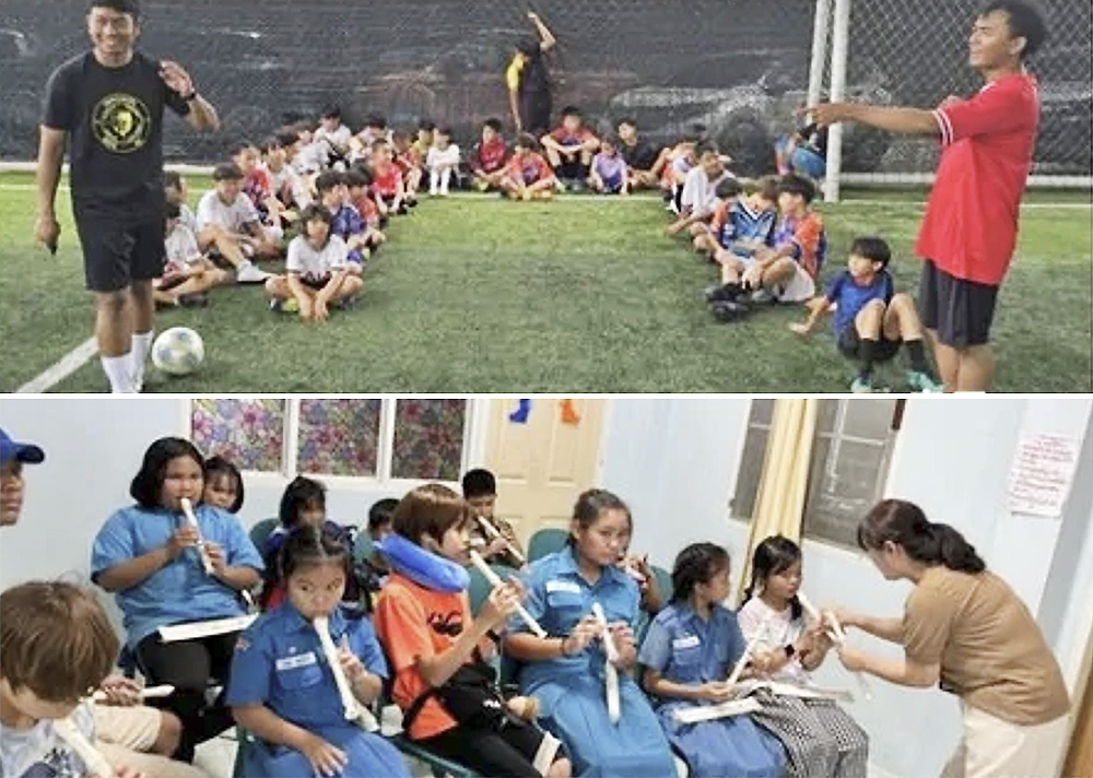 임마누엘 축구 사역 모습(위)과 타이비전센터 넝쩍사역 모습(아래)